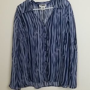 Plus size see through long sleeve shirt.